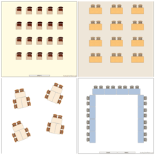 A seating chart showing places assigned to different people.