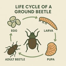 A beetle moving across the ground
