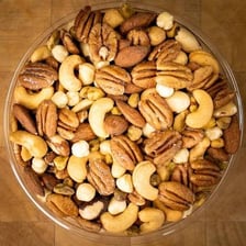 Pecans and other nuts arranged in a bowl