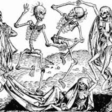 A historical illustration depicting the medieval Black Death.