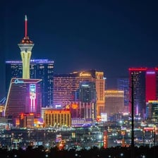 The illuminated Las Vegas Strip at night