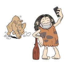 A person shown unaware of something happening nearby.