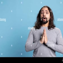 A person showing astonishment at something surprising