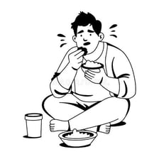 A person shown hungry and without food