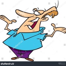 A person speaking boastfully and animatedly.