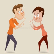 Two people in a tense, confrontational encounter