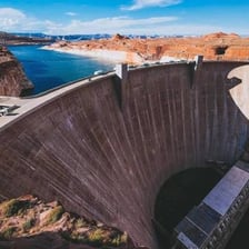 A dam obstructing the flow of a river