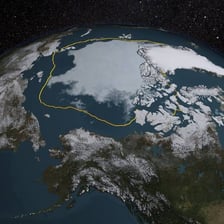 A broad sheet of polar ice viewed from above