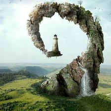 A surreal landscape with an unusual appearance.