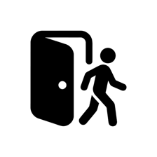 A person leaving through an exit door
