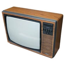 A television set viewed as the traditional household box