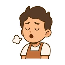 A tired person sighing.
