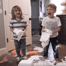 Children fooling around during a harmless prank