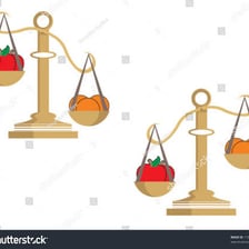 Objects of visibly unequal size arranged for comparison