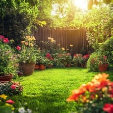 A sunny, inviting garden scene