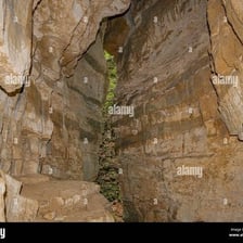 A clear space separating two rocks