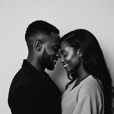 A couple pictured together in a romantic setting
