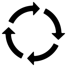 A circular arrow symbol representing repetition.