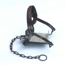 A traditional gin trap designed to catch an animal