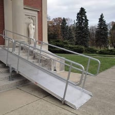 A sloping access ramp outside a building.