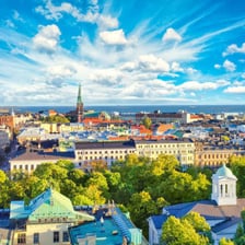 A view of Helsinki with its waterfront and city skyline