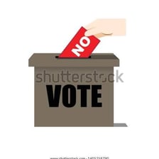 A ballot marked as a negative vote.