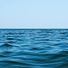 A broad expanse of seawater meeting the horizon