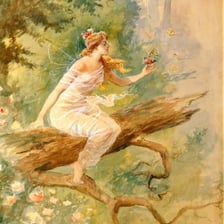A classical-style illustration of a graceful, slender woman.