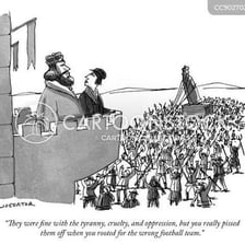 An illustration of an oppressive ruler dominating a population