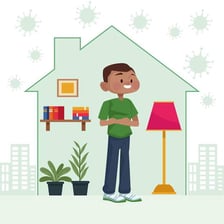 Illustration of a person remaining inside a house