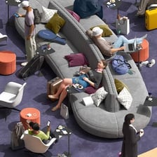 A traveller receiving preferential treatment in a VIP airport lounge