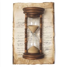 An hourglass used to represent the passage of a long time