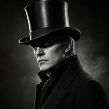 A dramatic dark portrait representing villainy