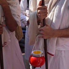A Jain monk in traditional white clothing
