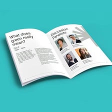 A small open printed booklet