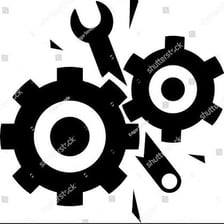 A malfunctioning machine with a warning indicator
