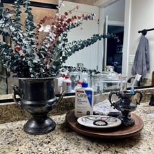 An old-fashioned object displayed beside a modern replacement