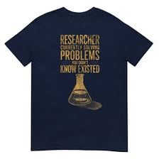 A scientist working out a difficult problem.