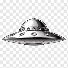 A stylized flying saucer representing a UFO