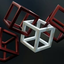 A small object positioned on top of a larger one