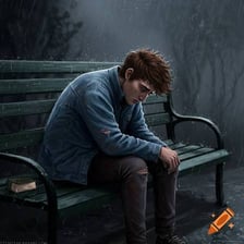 A person sitting alone with a sad expression.