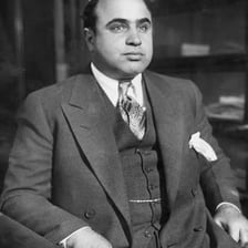 A historical portrait of gangster Al Capone.