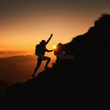 A determined climber continuing up a steep hill