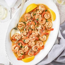 A plate of cooked scampi prawns
