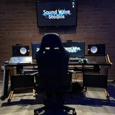 Sound waves displayed during a contemporary music recording.