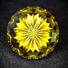 A close-up view of a gemstone showing its flat facets.