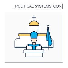 A symbolic illustration combining religious authority with government buildings.