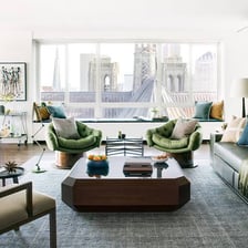 A modern apartment interior representing a bachelor pad.