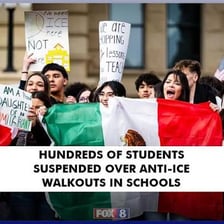 A comprehensive-school classroom scene alongside students demonstrating.