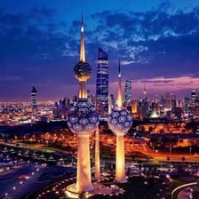 Kuwait City with the distinctive Kuwait Towers visible.